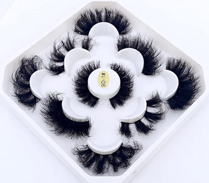 HBZGTLAD new 5 Pairs 25 mm 3d Mink Lashes Bulk Faux with Custom Natural Mink Lashes Pack Short Wholesales Natural False Eyelashes (9D-01#)