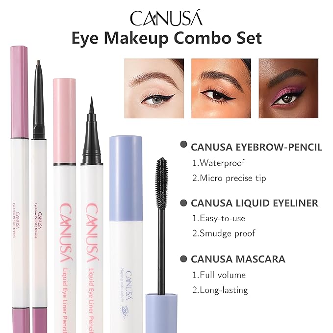 A Set of Quality Eyeliner Eyebrow pencil and Eyelash Mascara, Long-lasting Makeup Waterproof Flawless Cosmetic (A SET, one size)
