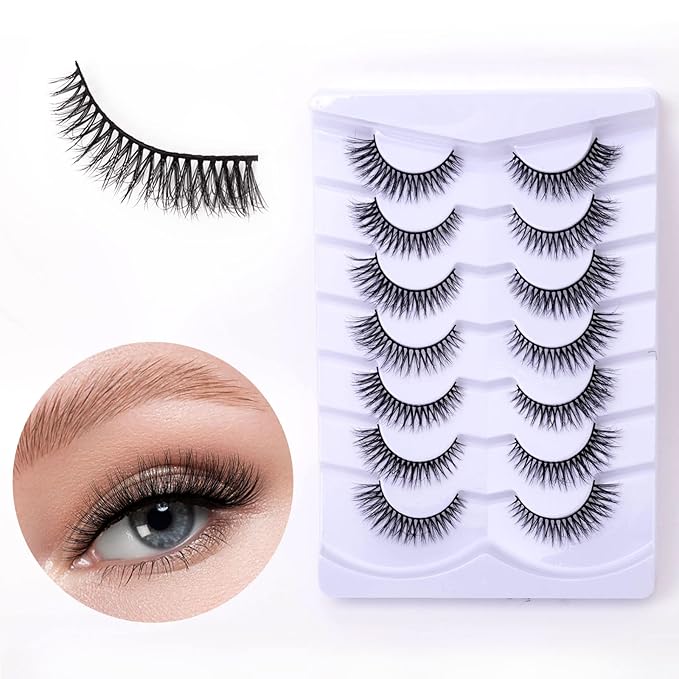 Cat Eye Natural Lashes Wispy False Eyelashes Short Fluffy Fake Lashes - 7 Pairs, ZG52