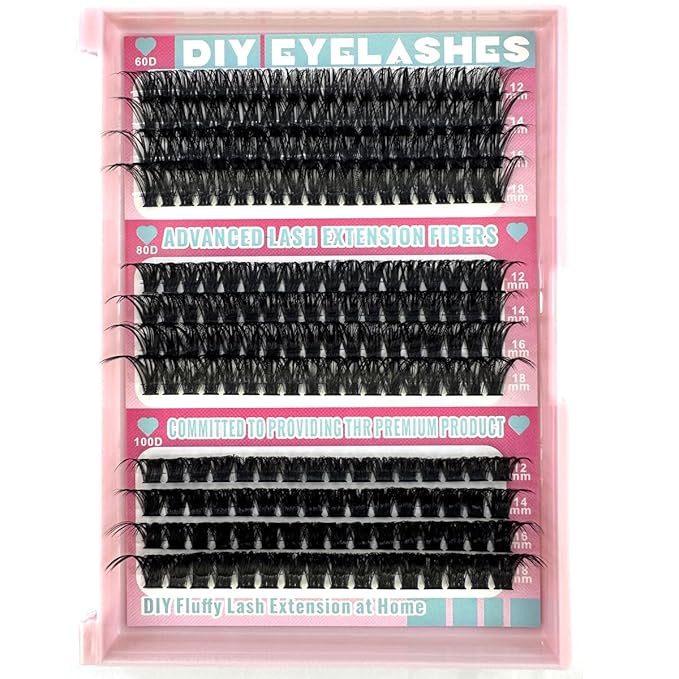 HBZGTLAD Fluffy Cluster Lashes 40D60D80D100D120D Natural Thick Eyelash Clusters D Curl Individual Lashes DIY Eyelashes Extension (216pcs 60D+80D+100D)
