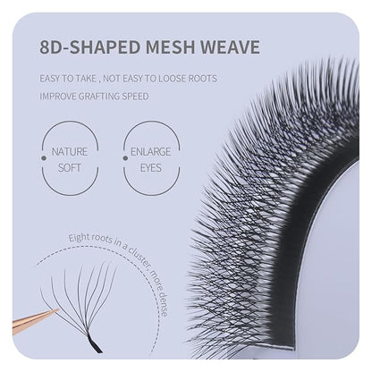 8D Premade Fan W Shape Eyelash Extensions 0.07 D Curl 12mm Volume Self Fanning False Lashes Makeup Supplies Professional Use Lash Extension(0.07 D, 12mm)