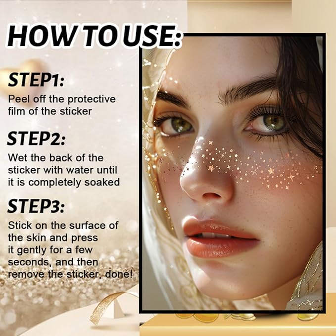 Makeup Patches Silver Face Glitter Makeup Speckles Glow Up Face Glitter Speckles Patches Accessories Party for Women-10 Count
