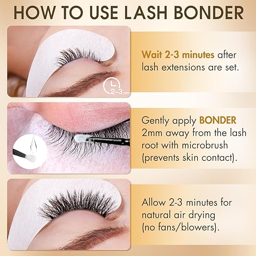 Waterproof Lash Bonder for Eyelash Extensions, Professional Lash Sealant Glue Accelerator, Reduces Glue Fumes and Enhances Retention, Adhesive Companion with Precision Dropper, 0.5fl. oz/15ml