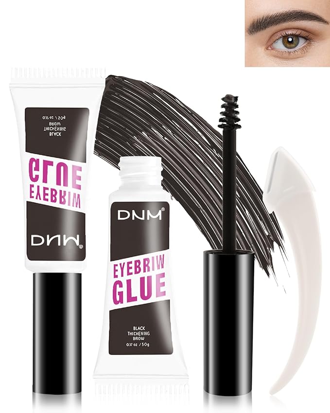 Waterproof Tinted Brow Gel, 2Pcs Thickening Tinted Eyebrow Gel Makeup, Long-Lasting Sweat-proof Eyebrow Mascara Glue, Fast Brow Sculpt and Lift for Natural-Looking, Glue Para Cejas-05 Black