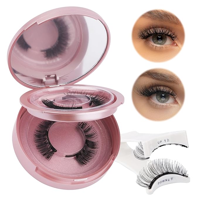 Magnetic Eyelashes, 2 Pairs 2 Style Reusable Magnetic Lashes without Eyeliner, No Glue Needed Natural False Eyelashes Durable Wispy lashes with Applicator By FADVAN (K1+K2)