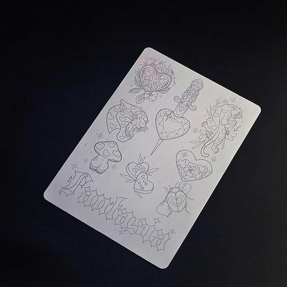 TgoBeauty Men Women Double Sides Designs Tiny Tattoo Practice Skin 1.5mm Thickness Fine Line Practice Skin with Light Gray Lines (3pcs White Tattoo Skins)