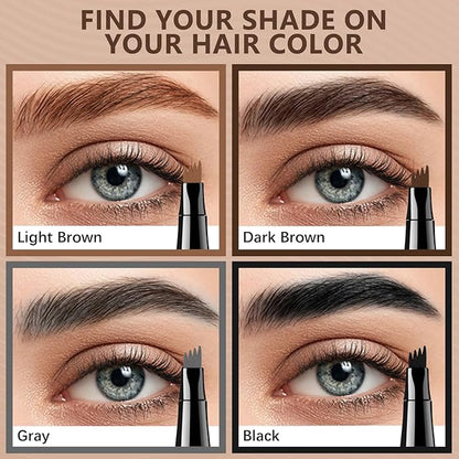 Eyebrow Pen Waterproof Eyebrow Pencil Natural Simulation Eyebrow Pencil for women's professional makeup with 4 Fork Tip for Natural-Looking Hair-Like Defined Brows, Last All-Day (Dark Brown)