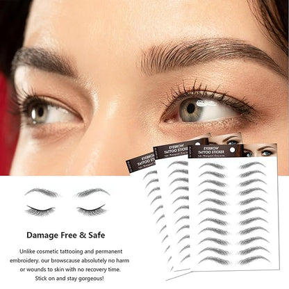 Black Eyebrow Tattoo 66 Pairs (High Arched Eyebrows), Hair-Like Popular Fake Eyebrows Waterproof Lasting 4D Realistic Makeup Tattoo Arch Style, Eyebrow Transfer Stickers for Women Girls