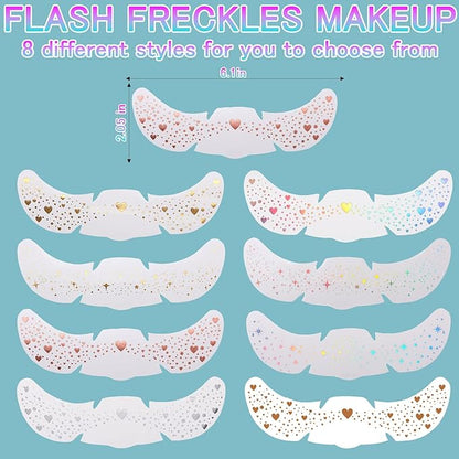 8 Counts Glitter Freckles, Face Glitter Makeup Speckles for Women Girls Festivals, Concerts, Parties, Rave Accessories
