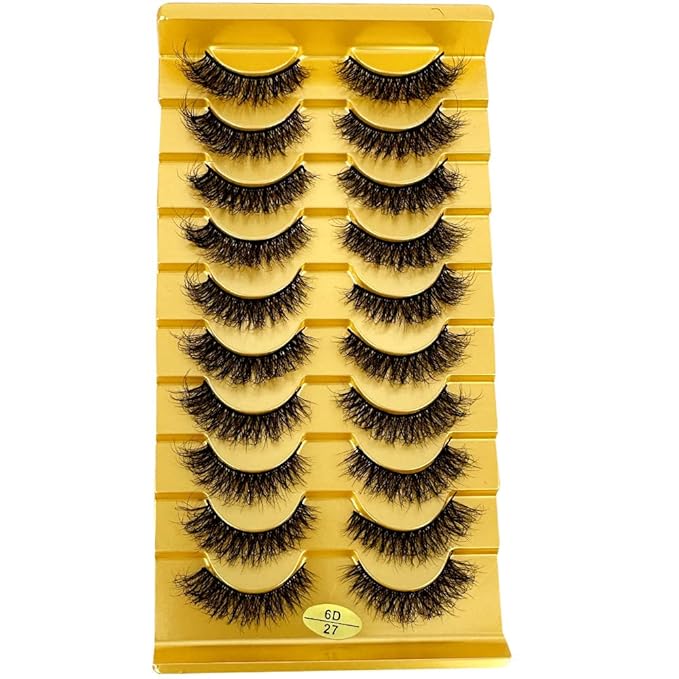 HBZGTLAD Soft Mink Eyelashes 3D Curl Winged End Eye Elongated Fake Lashes Thick Handmade Natural False Eyelash Messy Cross Lash Wholesale (6D27)