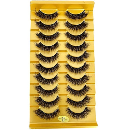HBZGTLAD Soft Mink Eyelashes 3D Curl Winged End Eye Elongated Fake Lashes Thick Handmade Natural False Eyelash Messy Cross Lash Wholesale (6D27)