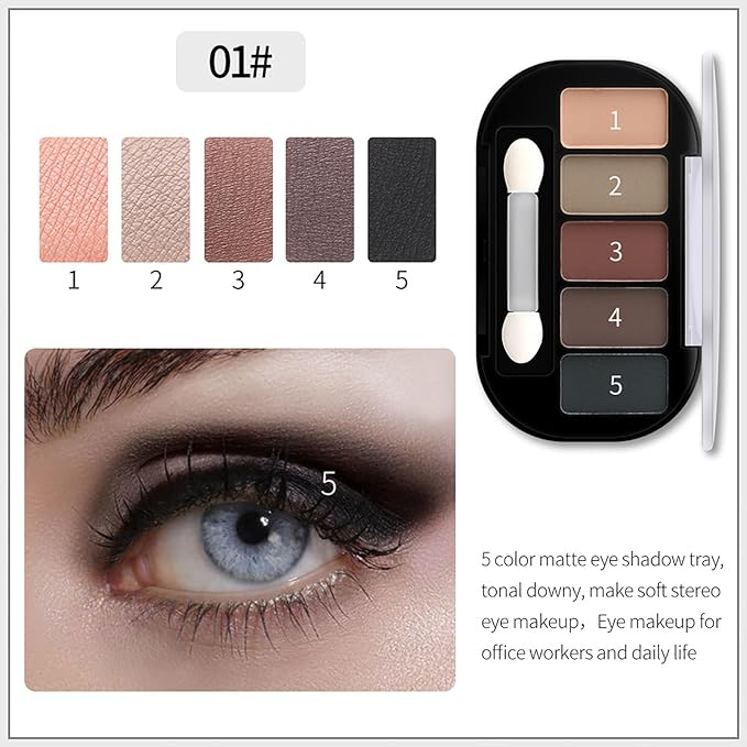 Rich Cocoa Browns Eyeshadow Palette 5-Color | Highly Pigmented Matte & Shimmer Makeup, All-Day Wear Blendable Compact for Day/Night Looks, Vegan Cruelty-Free, Travel-Friendly Smudge-Proof
