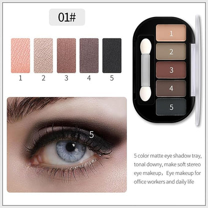 Rich Cocoa Browns Eyeshadow Palette 5-Color | Highly Pigmented Matte & Shimmer Makeup, All-Day Wear Blendable Compact for Day/Night Looks, Vegan Cruelty-Free, Travel-Friendly Smudge-Proof