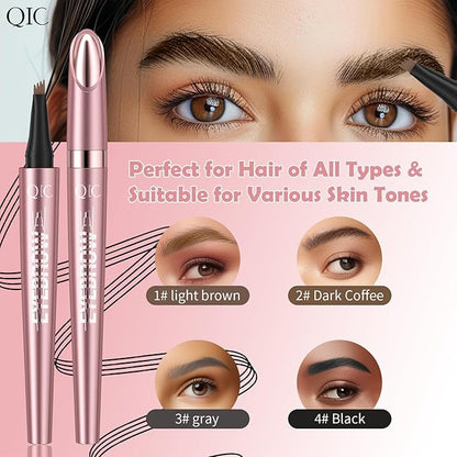 QIC 3D Waterproof Microblading Eyebrow Tattoo Pencil 4 Fork Tip,Microblading Eyebrow Pen Magic Eyebrow Pencil Microblade Eyebrow Pencil with Micro-Fork Tip (Black)