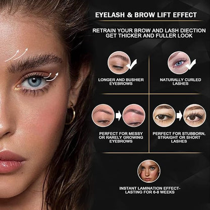 Lash Lift Kit & Brow Lamination Kit, 2 in 1 Eyelash Perm Kit & Eyebrow Lamination Kit, Semi-Permanent DIY Perm Kit for Lashes Brows for Home DIY Salon, Quick Lifting & Voluminous Coloring#1