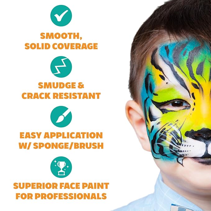 Kraze FX Dome Stroke - Dusk (25 gm), Professional 1-Stroke Split Cake, Hypoallergenic, Non-Toxic, Water Activated Face & Body Painting Makeup Supplies for Sensitive Skin, Kid Safe, Adults