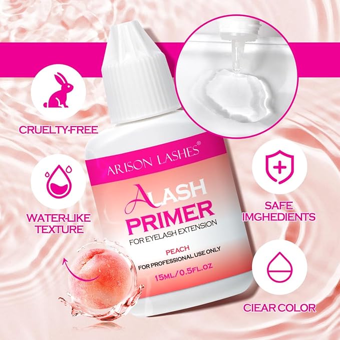 Lash Primer for Eyelash Extensions15ML Eyelash Primer Increase Lash Adhesive Bonding Power Pretreatment for Semi Permanent Lash Extension Ideal for Extend Lash Glue Retention Time(PEACH)