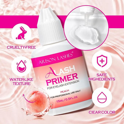 Lash Primer for Eyelash Extensions15ML Eyelash Primer Increase Lash Adhesive Bonding Power Pretreatment for Semi Permanent Lash Extension Ideal for Extend Lash Glue Retention Time(PEACH)