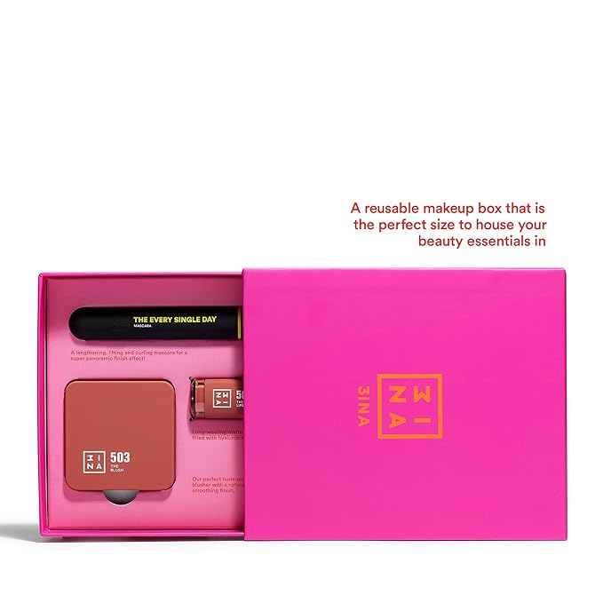 3INA The Love One Kit 0.23oz Every Single Day Mascara, 0.25oz Longwear Lipstick - 503, 0.2oz The Blush - 503 Women 3 Pc