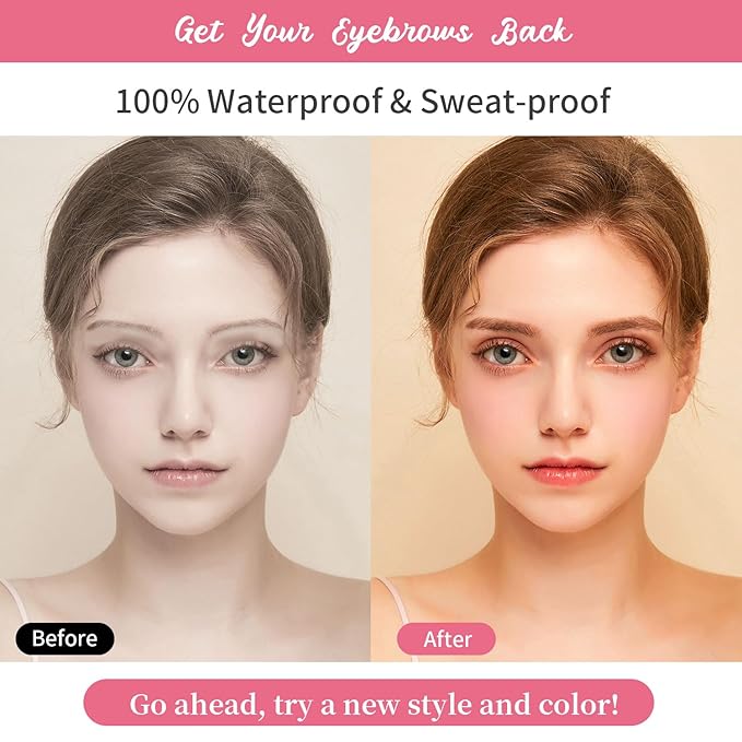 8 Sheets Eyebrows Tattoo Waterproof, 72 Pairs Eyebrow Tattoo Stickers Temporary Eyebrow Tattoos for Women & Girl, Fake Eyebrows Peel Off False 4D Hair-like Instant Transfer Brows