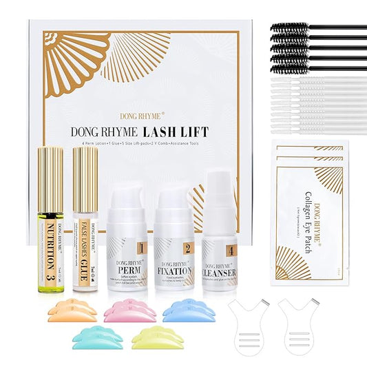 DONG RHYME 2025 Upgraded Lash Lift Kit - 2 in 1 Lash Perm Kit, Professional Instant Eyelash Lift Kit, Semi-Permanent Lash Curling Brow Lamination Kit, Salon Result for a Supermodel Look at Home Use