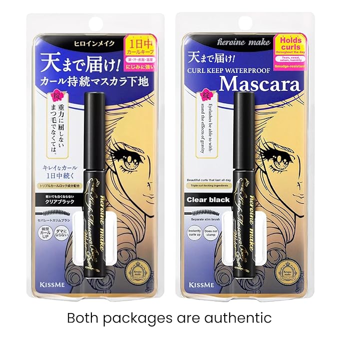 HEROINE MAKE by KISSME Curl Keep Mascara Base, Waterproof, Long-Lasting Clear Primer for Enhanced Lash Curl and Definition, White Essence Formula, 0.21 fl oz