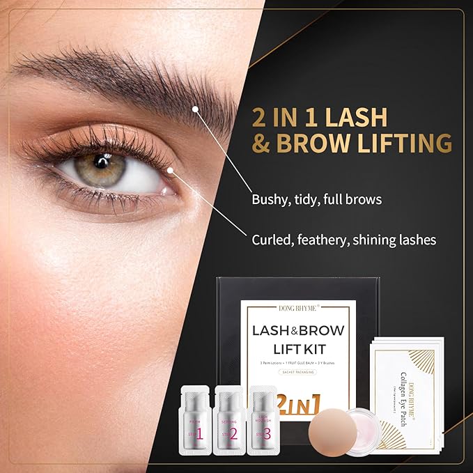 Lash Lift Kit 2025 Upgraded - Professional Lash Perm Kit Sturdy Result, Small Disposable Packages Eyelash Lift Kit with Harmless Ingredients, Newbie Friendly Brow Lamination Kit by DONG RHYME