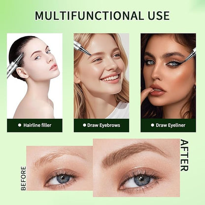 Microblading Eyebrow Pen,QIC Eyebrow 4 Tip Brow Pencil,Long-Lasting Natural Eyebrow Hair,Waterproof Magic Eyebrow Pencil Eyebrow Brush(Dark Brown)