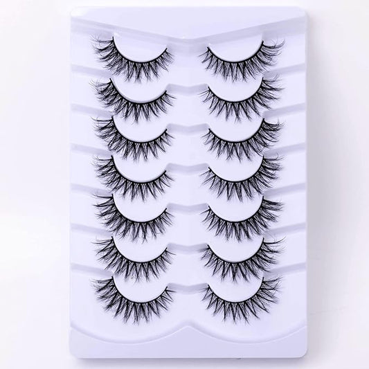 Cat Eye Natural Lashes Wispy False Eyelashes Short Fluffy Fake Lashes - 7 Pairs, ZG68