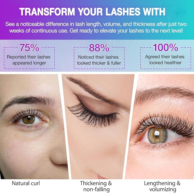 Lash Serum for Eyelash Growth Serum, Eyelash Serum to Grow Lashes, Eye Lash Serum Growth, Lash Enhancing Serum, Thicker, Fuller, Longer, Naturally Beautiful Eyelash, for Sensitive Eyes, Non Irritating