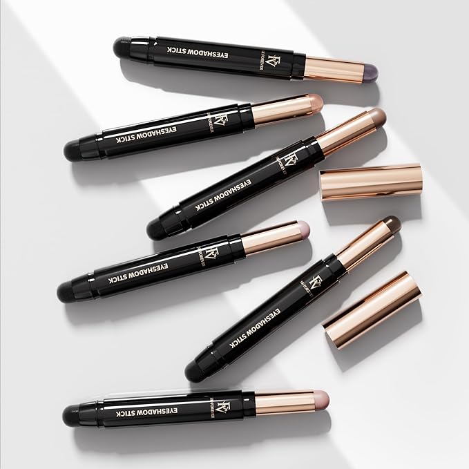 FV Long Lasting Cream Eyeshadow Stick, Waterproof & High Pigmented Eye Shadow Sticks Duo with Blending Brush, Crease-Proof & Natural Finish Eyeshadow Pencil, Rose Matte