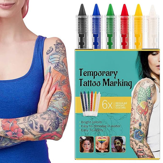 Temporary Tattoo Pen, Fake Tattoo Markers for Skin, Waterproof Washable Face Body Paint Temporary Tattoo Kit for Halloween, Parties, Doodles, A Creative Gift for Adult and Kids