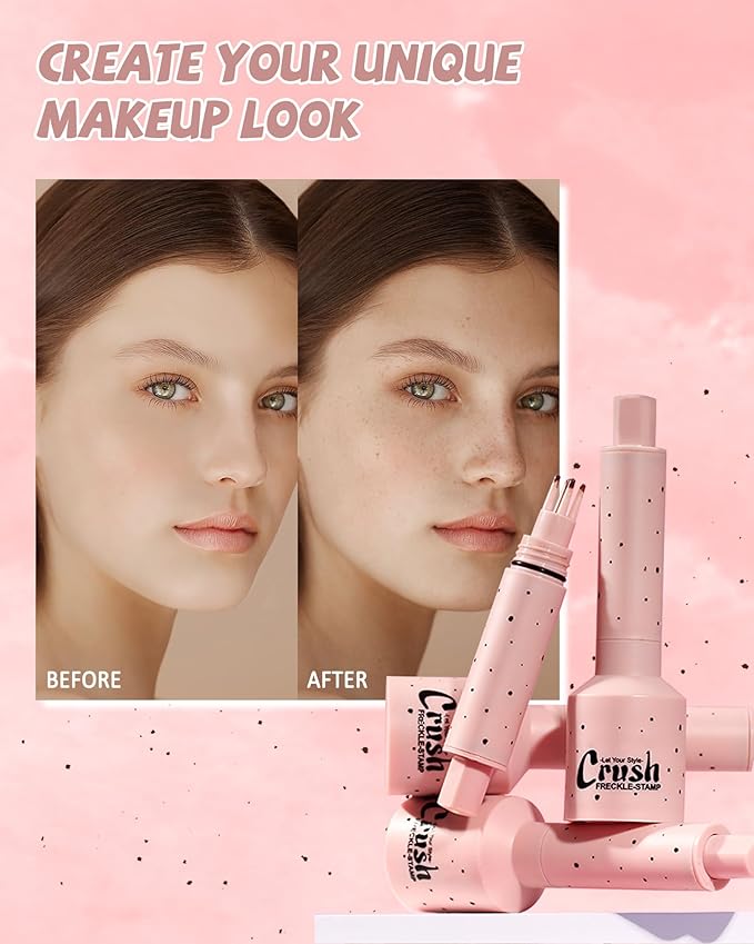 Freckle Stamp, Natural Realistic Faux Freckles Pen, Long Lasting Waterproof Quick Dry Magical Fake Freckle Stamp Marker, Get Sun-kissed Stars Makeup in One Press, Makeup Gift for Women Girl - 01 Light