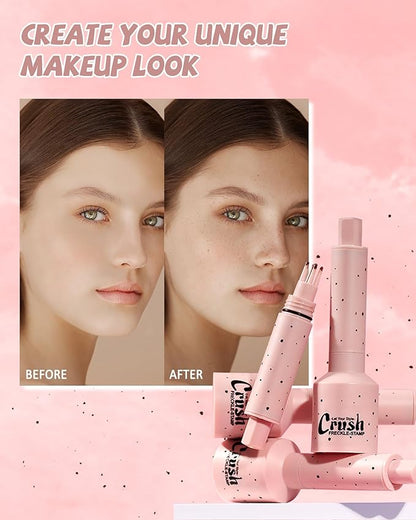 Freckle Stamp, Natural Realistic Faux Freckles Pen, Long Lasting Waterproof Quick Dry Magical Fake Freckle Stamp Marker, Get Sun-kissed Stars Makeup in One Press, Makeup Gift for Women Girl - 01 Light