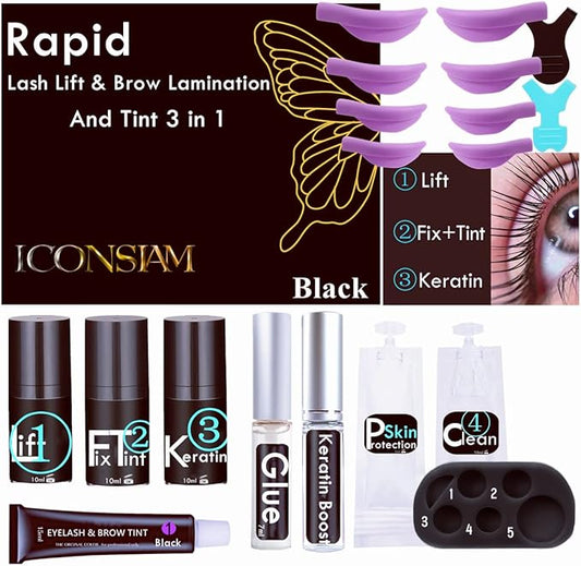 Lash Lift and Brow Lamination with Black T-i-n-t, Rapid 5 Minute Eyelash and Eyebrow Lifting Make Eyes Visible and Voluminous for 6 Weeks More Than 15 lash Lift/D-Y-E Times (Black Lash&Brow Lift)