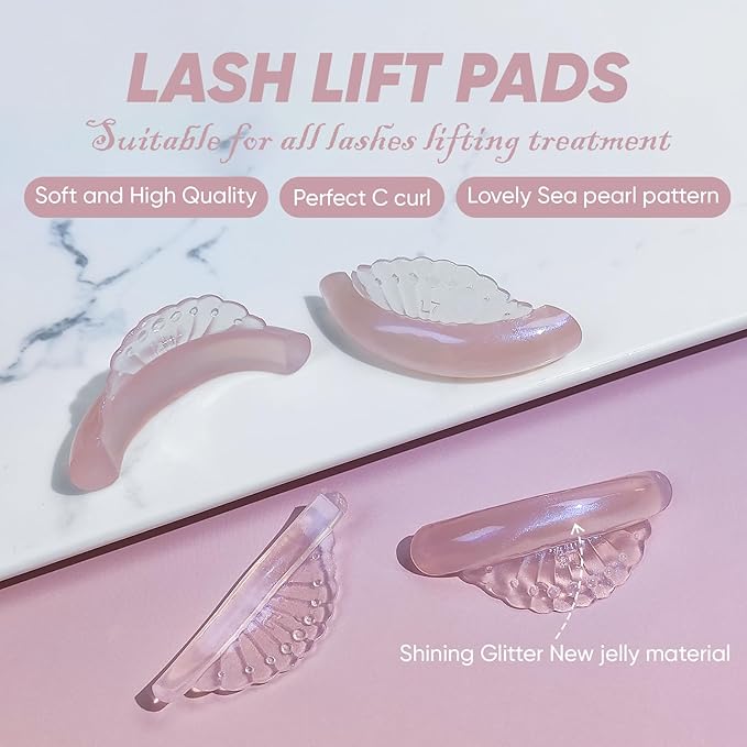 Lash Lift Pads Silicone Eyelash Lift Pads Super Sticky Soft Perfect with Lash Lift Balm Glue Reusable Lash Lifting Pads (Pink)