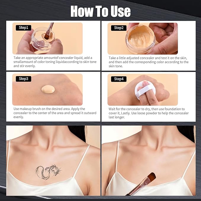 VANERIA Body Concealer, Tattoo Cover Up, Tattoo Cover Up Makeup Waterproof, Suitable For Scars, Birthmarks, Vitiligo and All Kinds Of Skin Tone, 3 Colors, 283g