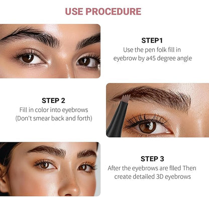 QIC 3D Waterproof Microblading Eyebrow Tattoo Pencil 4 Fork Tip,Microblading Eyebrow Pen Magic Eyebrow Pencil Microblade Eyebrow Pencil with Micro-Fork Tip (Dark Brown)