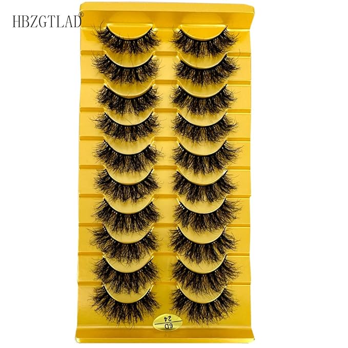 HBZGTLAD Soft Mink Eyelashes 3D Curl Winged End Eye Elongated Fake Lashes Thick Handmade Natural False Eyelash Messy Cross Lash Wholesale (6D24)