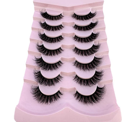 HBZGTLAD New 7 Pairs False Eyelashes Wispy Lashes Natural Look Fake Eyelashes Cat Eye Lashes Faux Mink Fluffy Strip False Lashes Pack (G98)