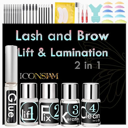 Lash Lift Kit, Lash Lifting and Brow Lamination 2 in 1, DIY Eyelash Perm At Home, Perming Lashes With Strong Glue(lash and eyebrow lift kit)