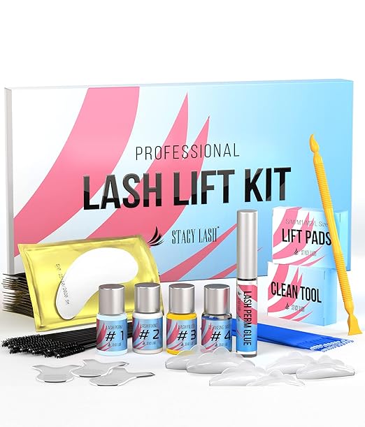 Stacy Lash Lift Kit - Professional Salon Premium Quality Eyelash Perm Curling Lotion & Liquid Full Lifting Set - Eyelash Perming Wave Curling Semi-Permanent