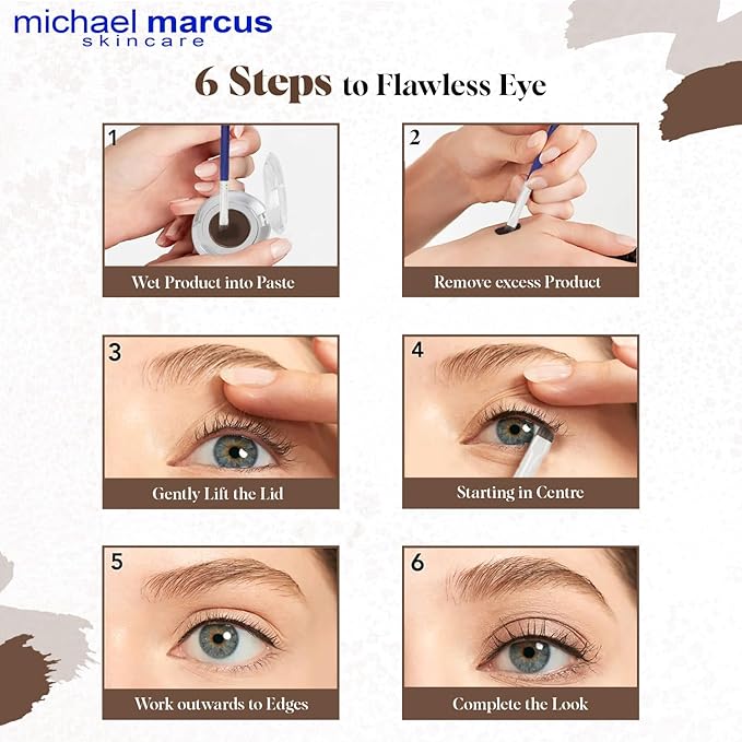 michael marcus Makeup Cake Eye Liner (Espresso) - Water Activated Dry Pressed, Long-Lasting, Vibrant Color & Smudge Resistant Brown Eyeliner - Cruelty & Paraben Free - For Beginner & Pro Makeup Artist