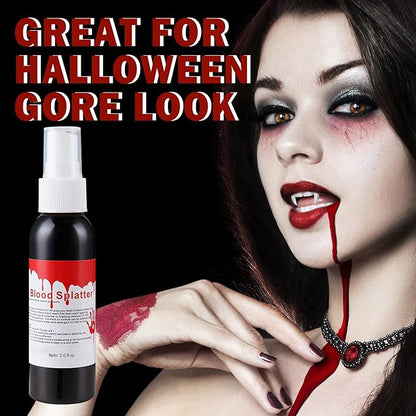 CAHIUYOA Fake Blood Makeup Spray,Fake Blood Special Effects Makeup,Halloween SFX Makeup,Blood Splatter for Zombie Monster Vampire Clown Cosplay Makeup 2.1Oz(60ml)