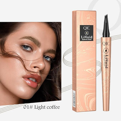 Eyebrow Pencil with 4 Tip Micro Head, Liquid Eyebrow Microblading Pen, Eyebrow Pen Micro 4 Point Brow Pen Long-Lasting Waterproof & Smudge-proof Natural Eyebrow Makeup (#1 Light Brown)