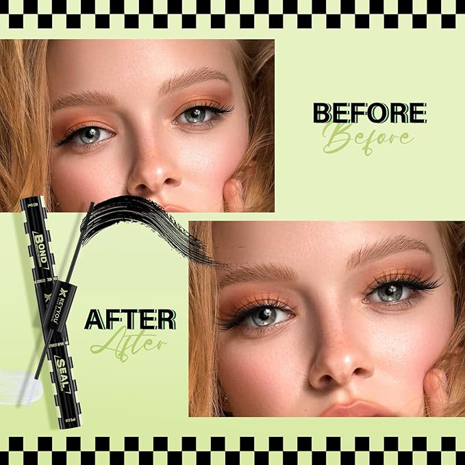 Lash Bond and Seal 10ML Bond and Seal Lash Glue KEYYOU Lash Cluster Glue Mascara for Long Lasting WaterProof Lash Extension Glue Black-5ml+5ml
