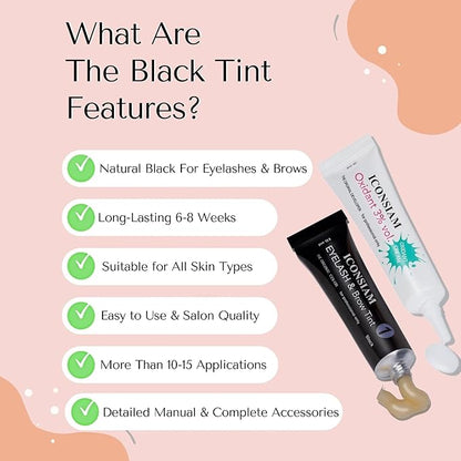 Eyelash D-y-e Kit Black at Home, Eyebrow Lash T-in-t Lasting Black Color 8 Weeks Professional Training Lash Coloring Kit Treatment Only Takes 30 Minutes(Black d-y-e kit-15ml)