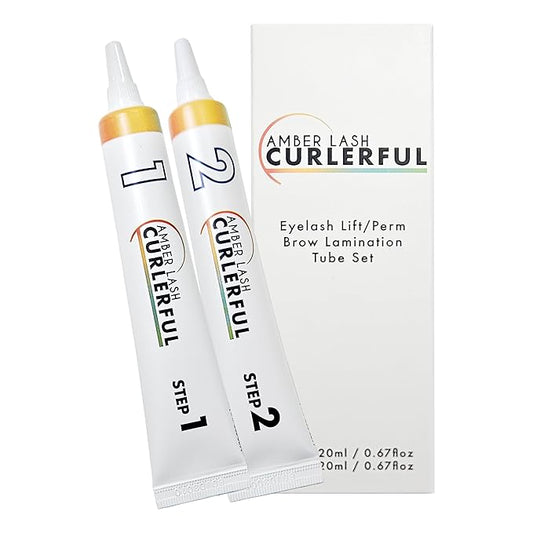 Amber Lash Curlerful, Eyelash Lift and Brow Lamination Tube Set, For Professional Lash Perm and Brow Perm, Step 1 & Step 2, 20 ml / 0.67 floz each