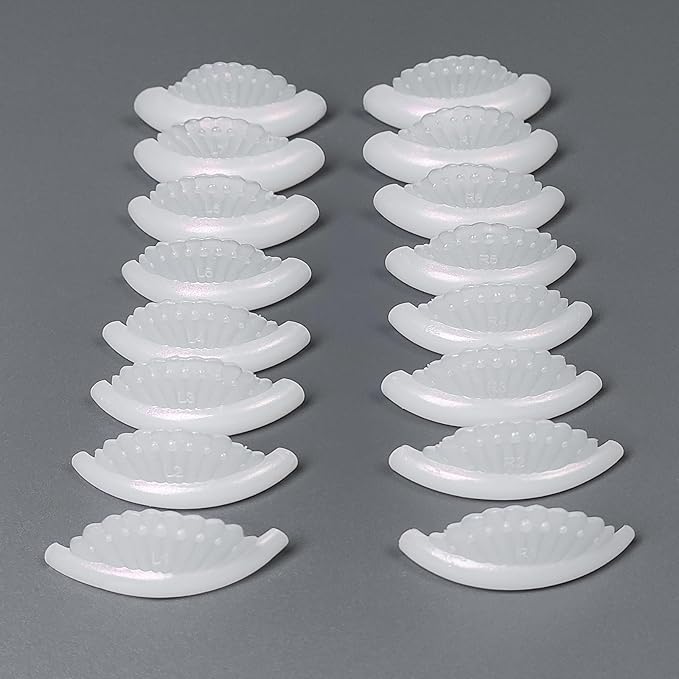 Lash Lift Shields Eyelash Perm Pads Silicone 16Pcs / 8 Sizes Lash Lift Rods Reusable Lifting Pads (White Peal)