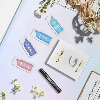 Libeauty Brow Lamination Sachet Kit & Lash Lift Kit, 20 Pack Solution - Easy to Use, 4-6 Weeks Eyebrow and Eyelash Perm with Mild Formula